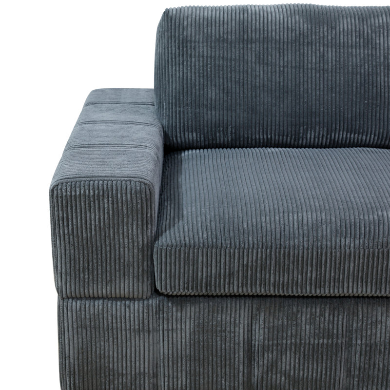 Canapé modulaire 5 pièces Akiak, Velours côtelé gris