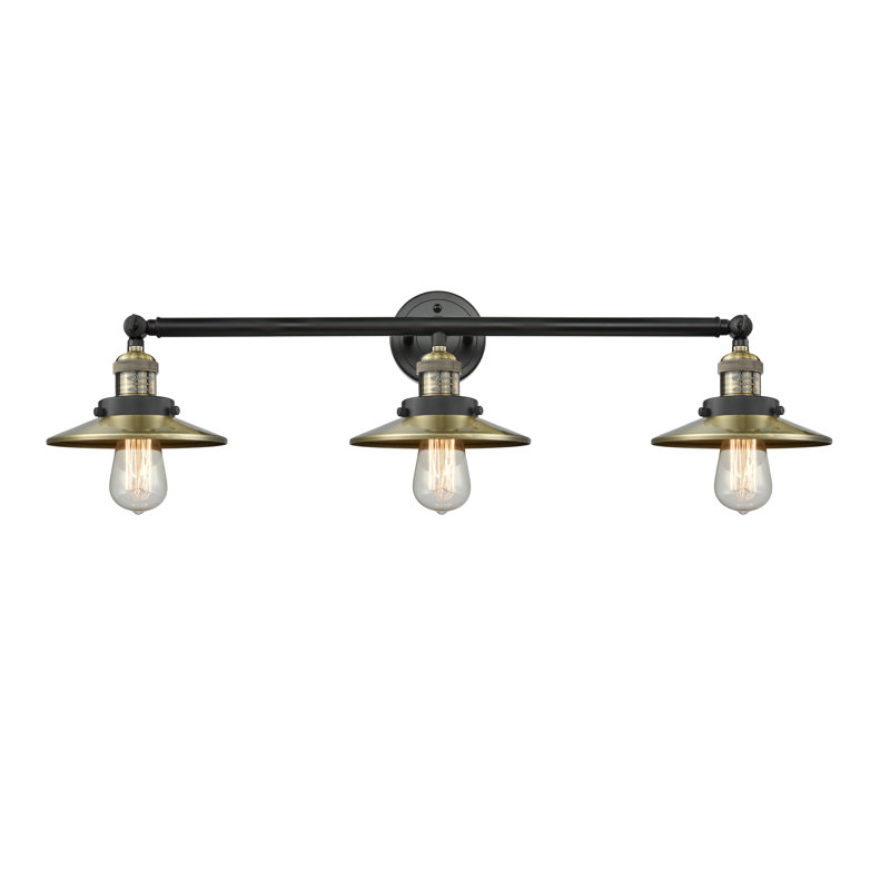Clintonpark 3 - Light Dimmable Vanity Light, 60 Watt Vintage Incandescent Bulb, Black Antique Brass, Antique Brass