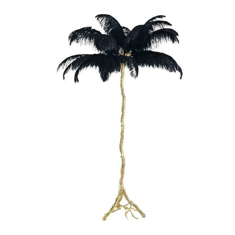 81.9'' Gold Tree Floor Lamp, Black