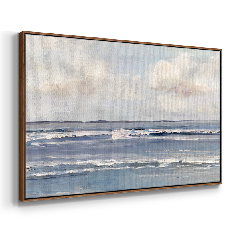 Serene Seascape, reproduction d'art sur toile, H 27 po x l 41 po x P 2 po, Noyer