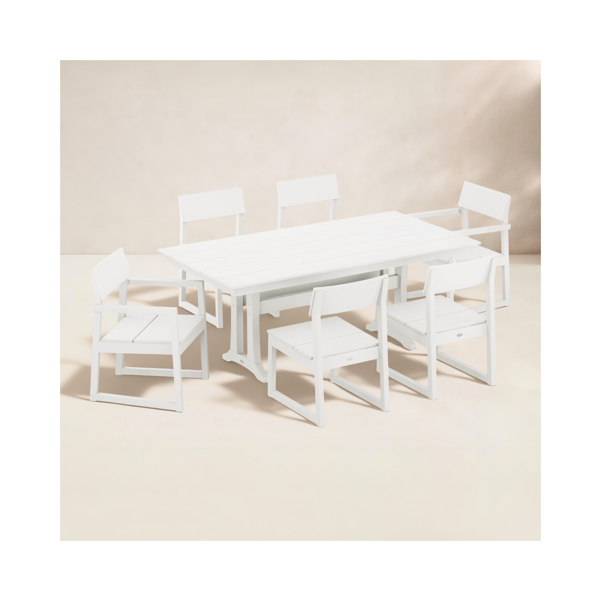 Edge 7 Piece 72.25'' Farmhouse Dining Set, White