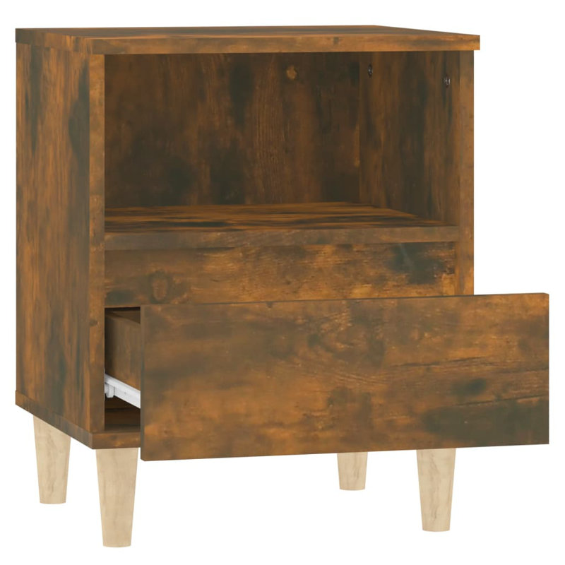 Jaiman 40cm W Solid Wood Bedside Table, Set of 2, Brown