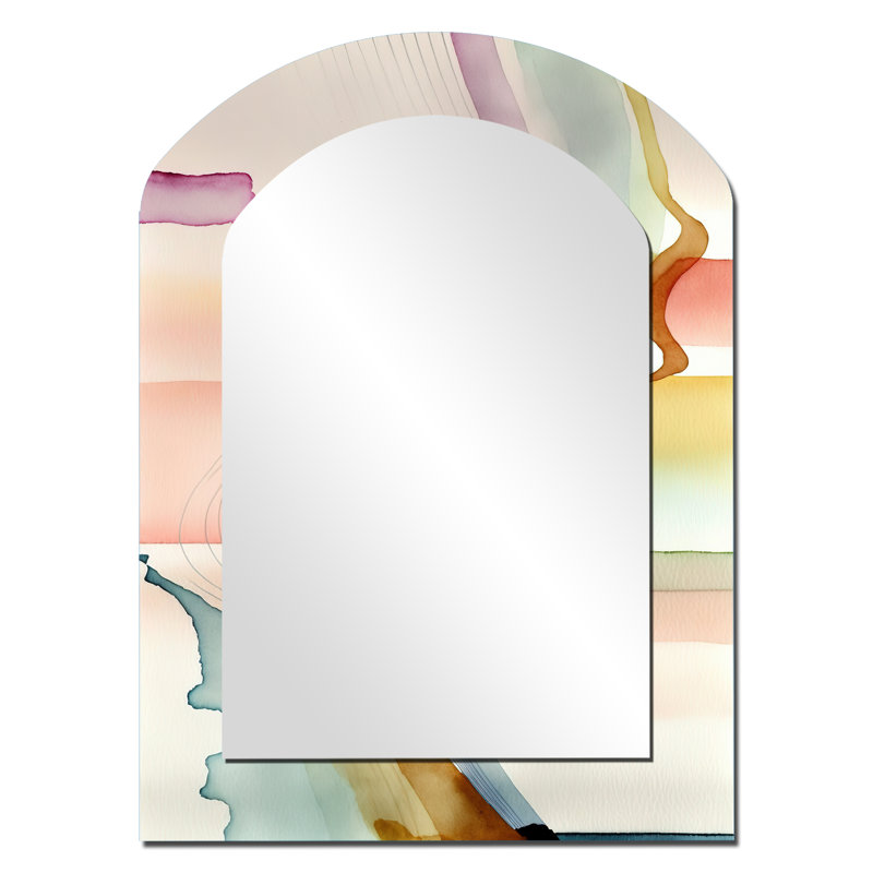 Miroir décoratif multicolore abstrait Waves III - Abstract Arch, 34 po x 25 po