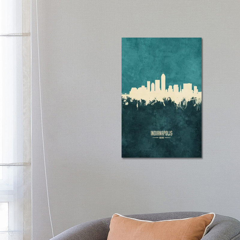 Indianapolis Indiana Skyline by Michael Tompsett - 1 Piece Wrapped Canvas Painting, 66.04 cm H x 45.72 cm W x 3.175 cm D