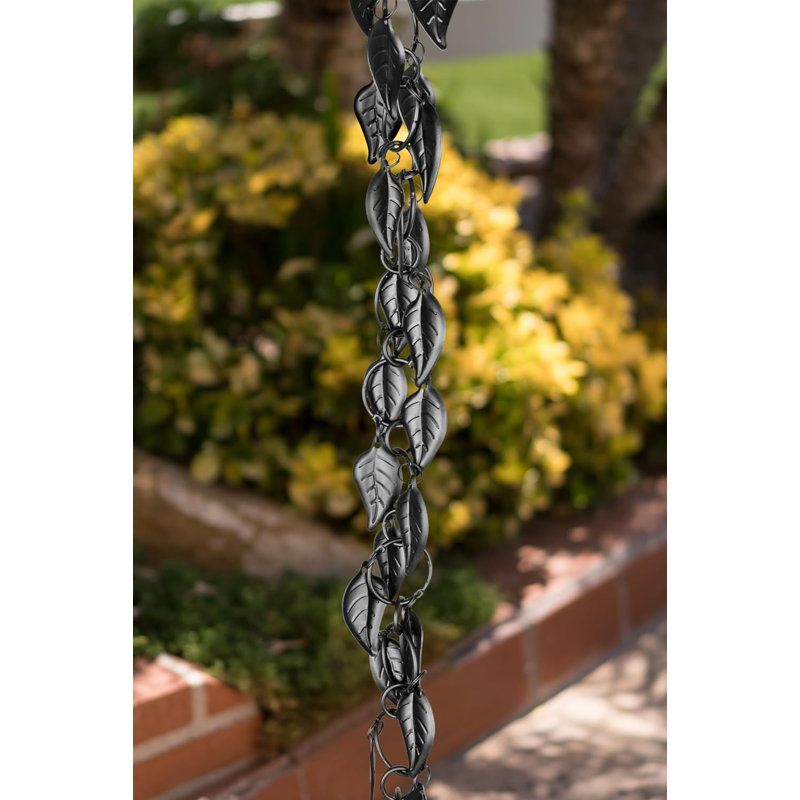 Monarch Aluminum Hammered Cup Rain Chain, 8.5 Ft, Pwt, Water Catcher Downspout Replacement With Splash Extension