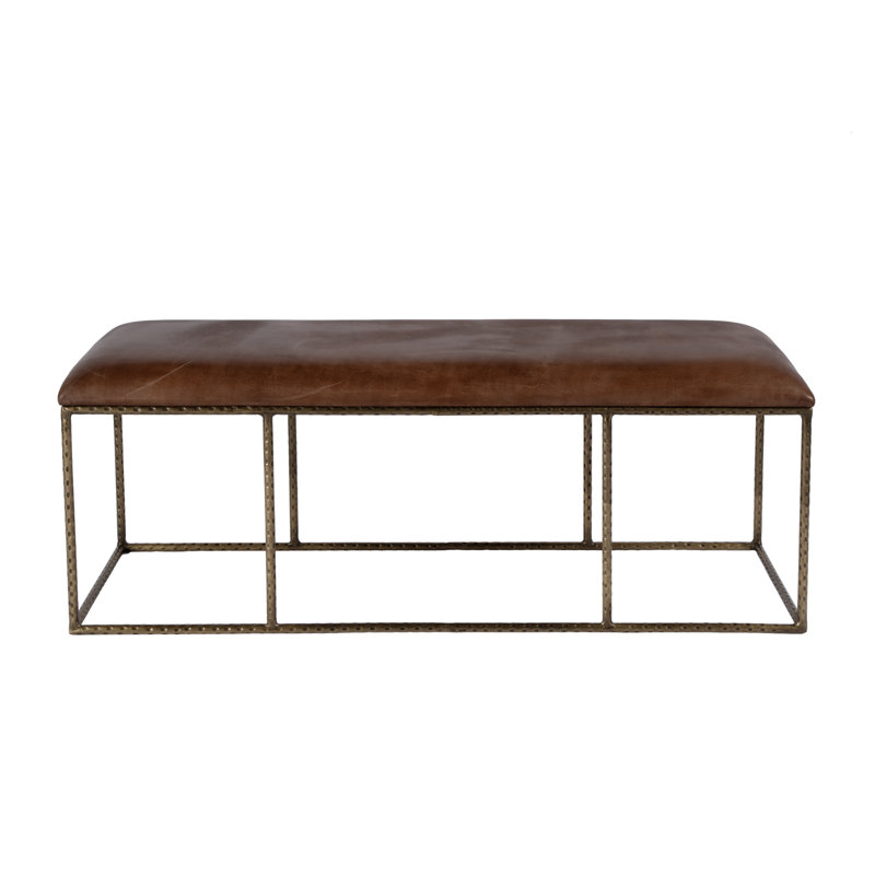 Dalee 48 in. W Leather and Iron Backless Upholstered Bench