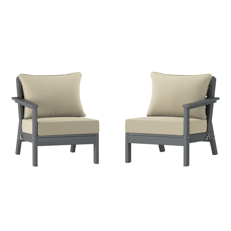 Deep Seating Set With Cushions, Beige, Gray