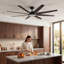 Ventilateur de plafond intelligent avec lumière DEL, 72 pouces, 8 pales - Télécommande et contrôle de l'application - Couleur et luminosité réglables - Minuterie - Vitesses de vent multiples - Compatible Alexa - Ventilateur intérieur / extérieur moderne - Noir