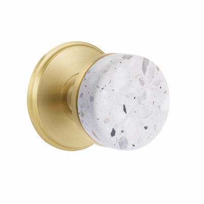 Ensemble de boutons de passage Emtek Select, rosette Watford, tige conique, bouton Terrazzo clair, CF