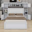 Structure de lit en bois polyvalente, armoire de rangement intégrée, tablette, douilles et lit gigogne-128935578