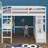 Loft Bed with Built-in Desk with Two Drawers, and Storage Shelves and Drawers-102409167-122508749