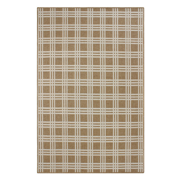 Classic Plaid Weave Indoor Outdoor Rug, Lightweight & Portable 5x7 ft Patio Area Rug