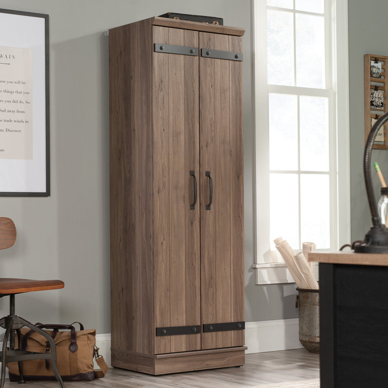 Oakham 4 - Shelf Storage Cabinet with Cable Management, Salt Oak