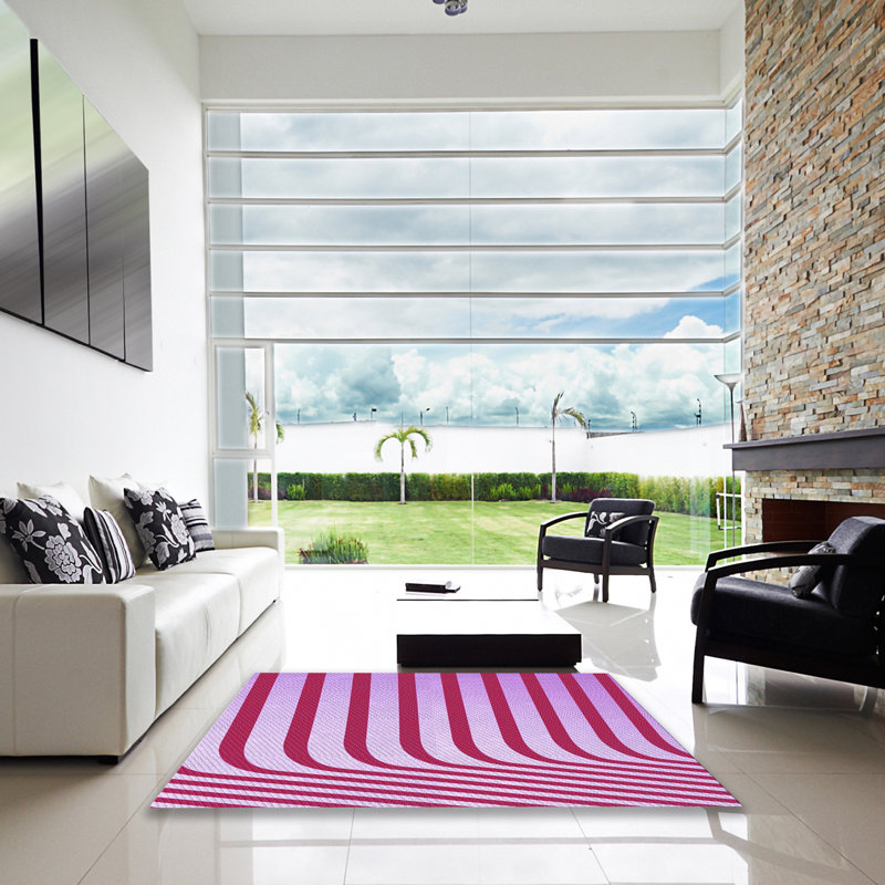 Tapis mauve rayé Uwais, Carré 6 pi