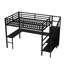 Lit mezzanine avec bureau en L et port USB, lit mezzanine avec garde-robe et tablette réglable pour les adolescents adultes-114221502-114221504