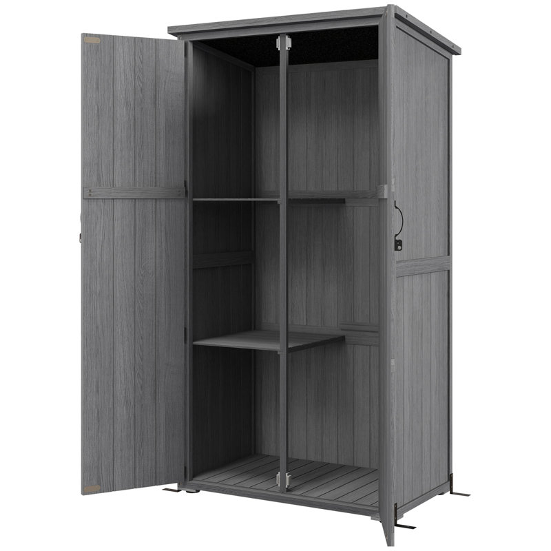 Outdoor Storage Cabinet with Waterproof Asphalt Roof, Natural,wood, Yellow