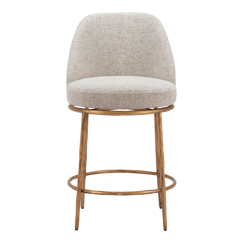 Nordhavn Swivel Upholstered Counter Stool, Gold, Beige
