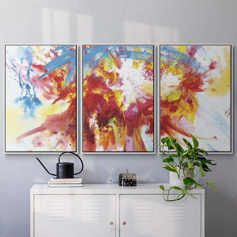 Summer Days - Multi Piece Framed Canvas, 24" H x 48" W, White Framed