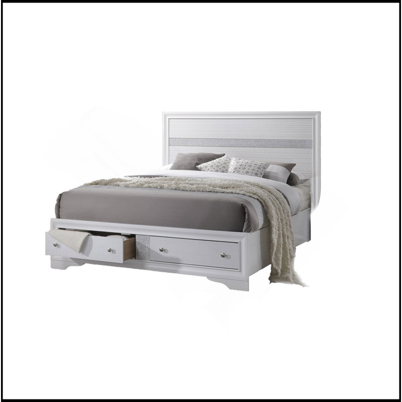 Lit standard avec rangement Minya, Grand, Blanc