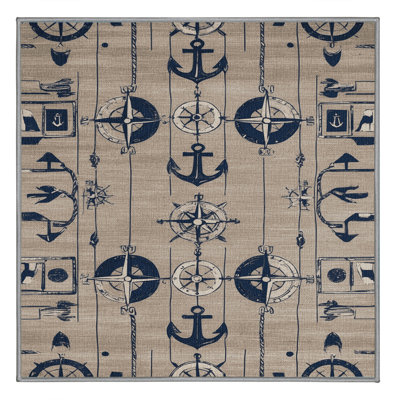 Washable Port markings Nautical Area Rug