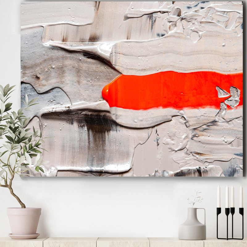 Vague rouge sur fond blanc cassé - reproduction d'art sur toile, H 36 po x l 46 po x P 1,5 po, Toile tendue