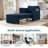Upholstered Convertible Sleeper Sofa, 31.5" Pull Out Sofa Bed with 5-Position Adjustable Backrest, Side Pockets and a Storage Basket, Fold Out Chair Bed, Lounger For Living Room, Apartment, Blue-693477658