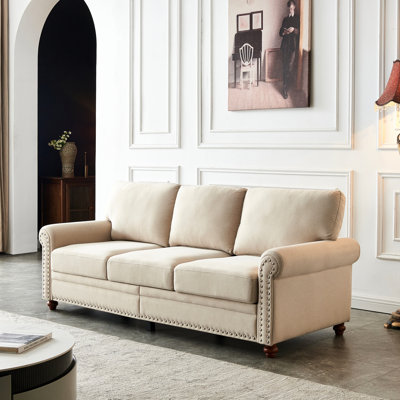 Beige Linen Upholstery With Storage Box: Solid Wood & Metal Structure, Soft And Fabric In Functional Storage: Materials, Comfortable Seating, Quick Setup