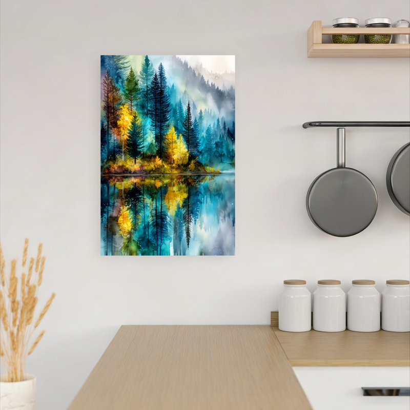 Art mural coloré forêt paisible, 18" H x 12" W