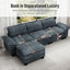 124" Modular Sectional Sofa, Oversized L Shaped Couches with Ottoman, 4-Seater Deep Seat Sofa with Throw Pillow-1548258497-1548258496