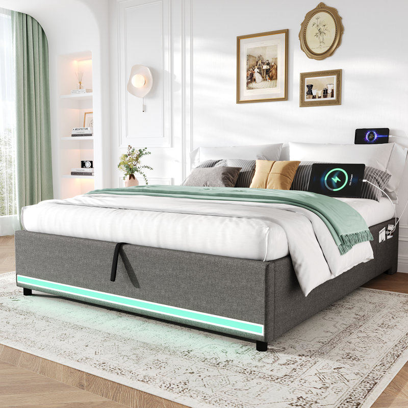 Metal Ottoman Storage Bed, Kingsize (5')