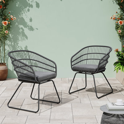CHAISE, 2PCS avec 2 coussins, gris