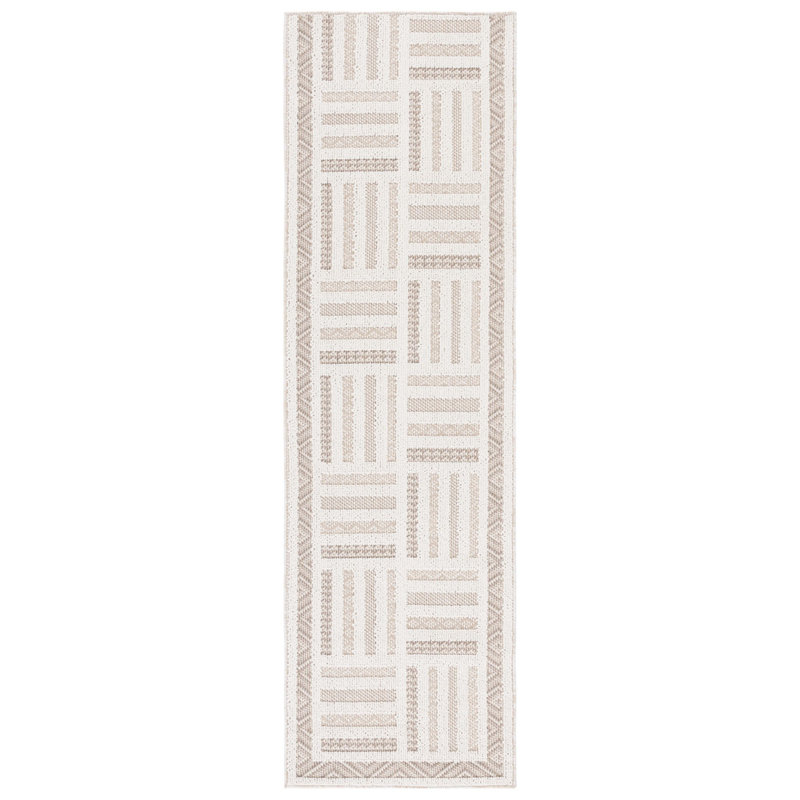 Tapis ivoire / beige en polypropylène tissé à la machine Daevon, Tapis de couloir 2 pi 2 po x 8 pi
