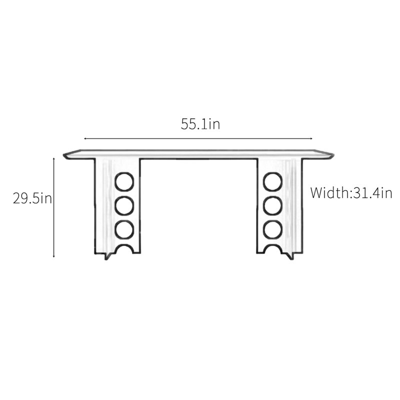 Table de salle à manger Thick, Beige clair, H 29,5 po x L 55,1 po x l 31,4 po, Beurre