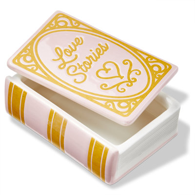 Love Stories Yellow Book Shape Lidded Trinket Box