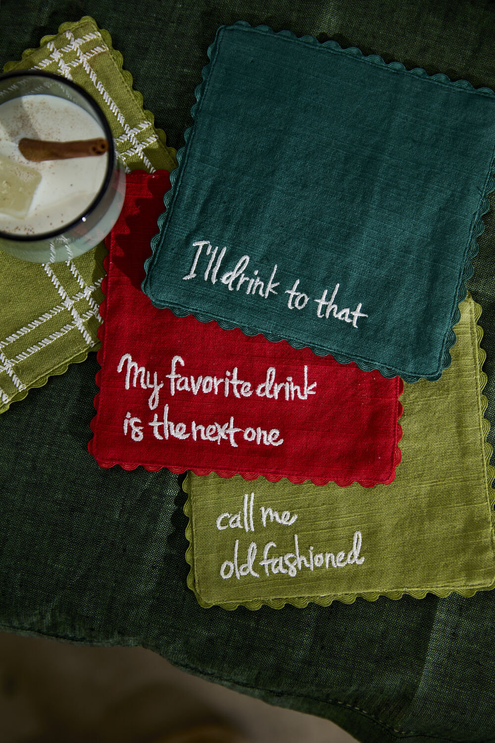 Spirit Cocktail Napkin 6"x 6" in , Green