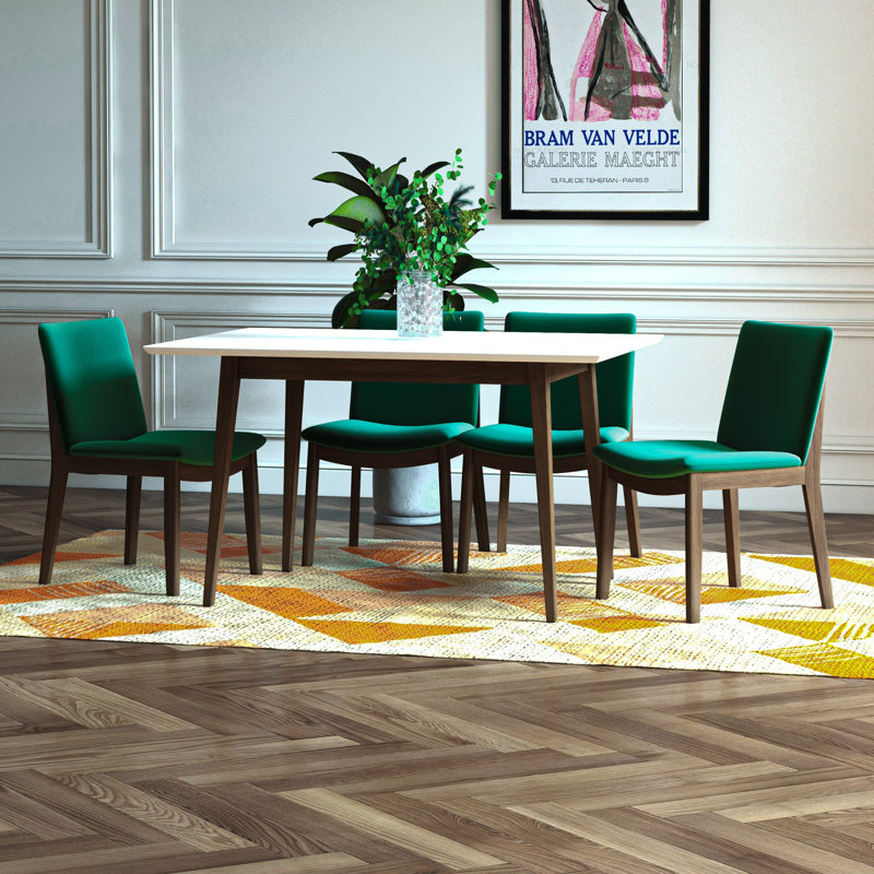 Kieleigh 4 - Person Solid Wood Top Four Leg Base Dining Set