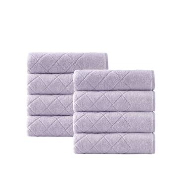 ECO Melange 2 Bath 2 Hand 2 Washcloth Towel Set Purple + White New