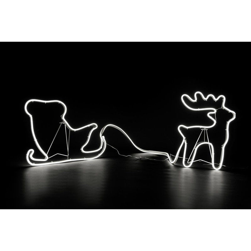 Reindeer with Sleigh Neon Effect Rope Light Silhouette with 90 LEDs, Cool White