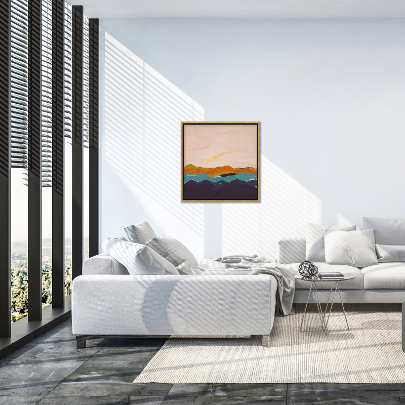 Nature Inspired Twilight Silhouette, 48" H x 48" W, Floated Framed Canvas, Gold