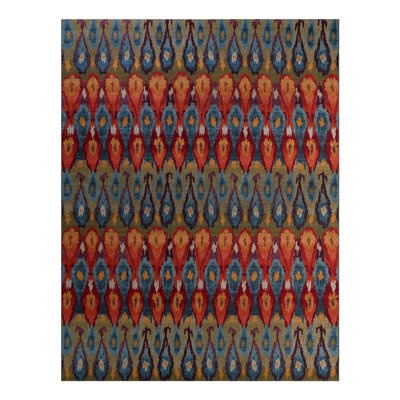 Tapis bleu intérieur / extérieur Newt Ikat