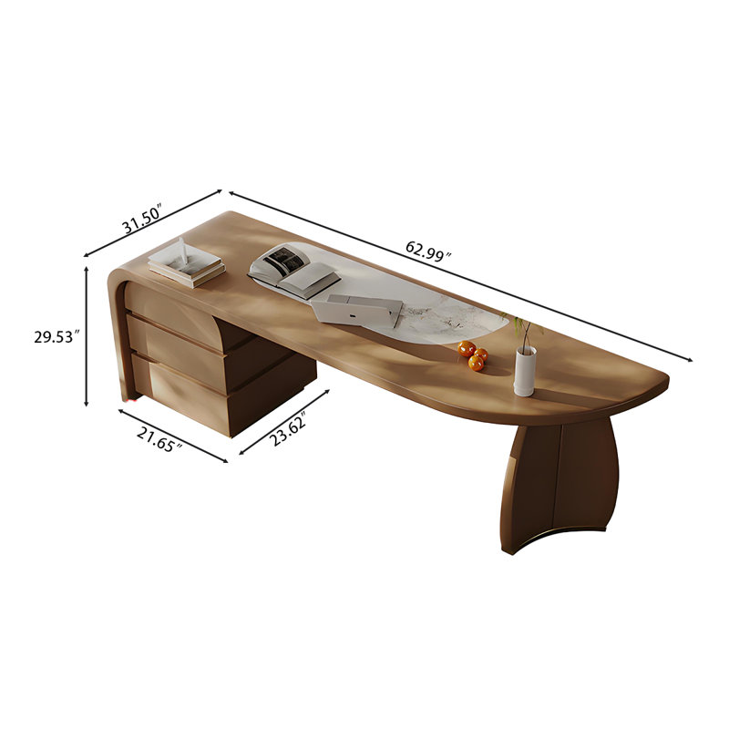 Bureau moderne moderne de forme irrégulière, H 29,53 po x l 62,99 po x P 31,5 po