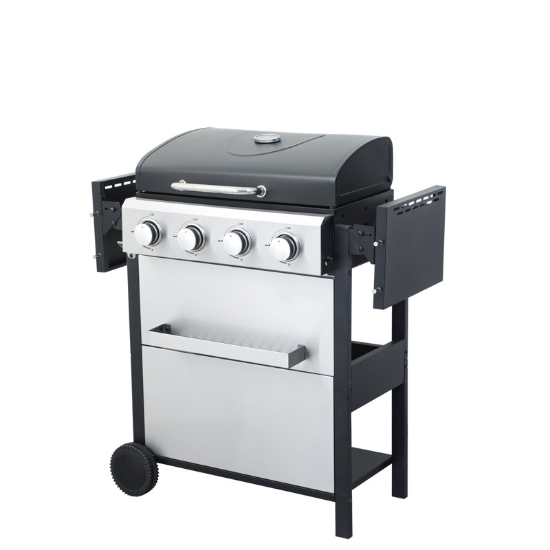 Table d'appoint pliable d'extérieur au propane 34200Btu 4, table d'appoint pliable, composants en acier inoxydable, gril à flamme émaillée, grilles de cuisson, composants à utiliser