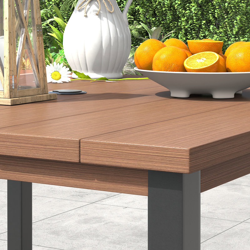 4-Person Patio Dining Set with Square Metal Dining Table and 4 PVC-coated polyester Swivel Chairs , Brown