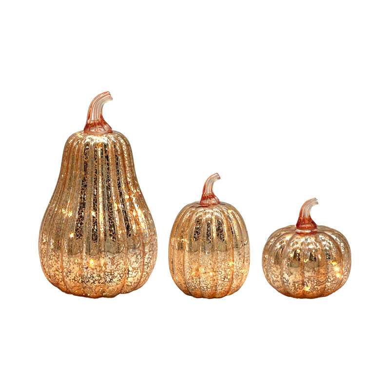 Citrouilles en verre au mercure doré à piles (3 carats)