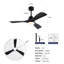 Ventilateurs de plafond de 42 pouces avec lumières et télécommande, ventilateur de plafond noir pour patio avec lumière 3 pales, ventilateur de plafond moderne, moteur à courant continu réversible silencieux, ventilateur de plafond pour maison de campagne