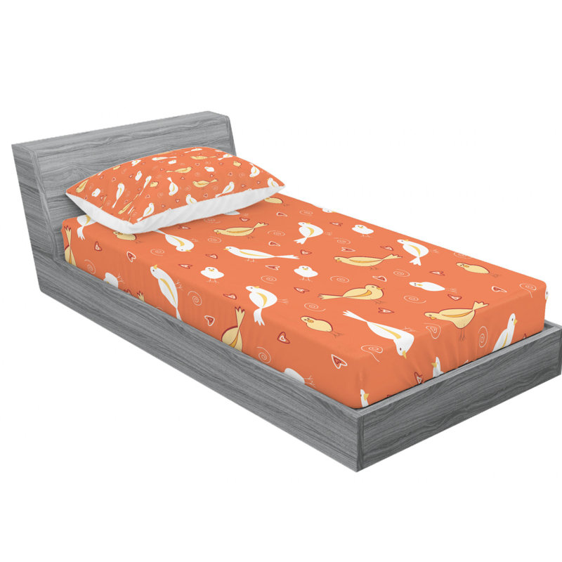 Microfiber Sheet Set, Twin Sheet Set with Fitted Sheet, Japanese Sakura Floral