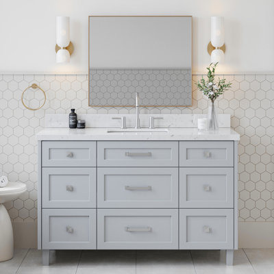 ARIEL Monroe Single Sink Bathroom Vanity with Italian Carrara Marble Top