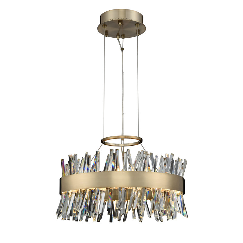 Allegri Glacier 20" LED Drum Pendant in Matte Black & Gold