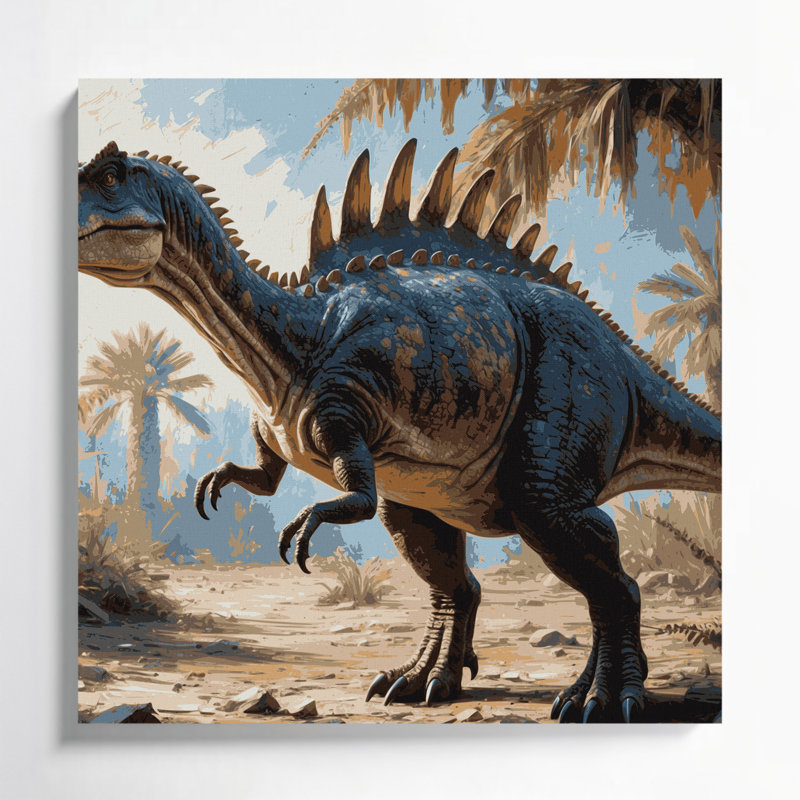 Dinosaur Amargasaurus Gray Canvas Wall Art, 8" H x 8" W