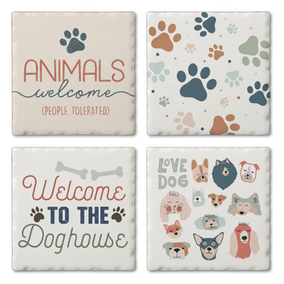 Stoneware Square 4 Piece Coaster Set
